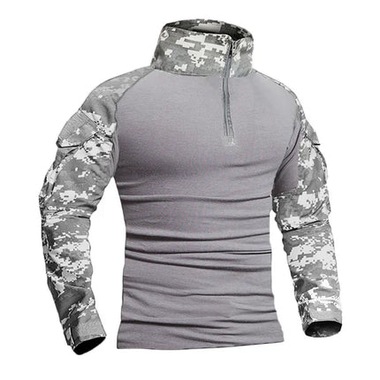 Outdoor Tactical Hiking T-Shirts Men Combat Military Army CP Camouflage Long Sleeve Hunting Climbing Shirt Cotton Sport Clothes