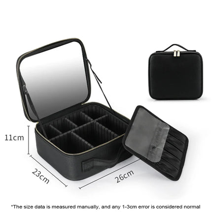 New LED Lighted Cosmetic Case With Mirror PU Leather Portable Travel Makeup Storage Bags Waterproof Travel Makeup Bag