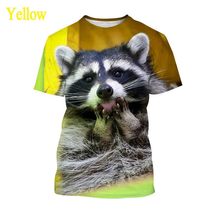 Cute Animal Raccoon 3D Men's Casual Fashion Harajuku Printed T-shirt Summer Short Sleeve Tops