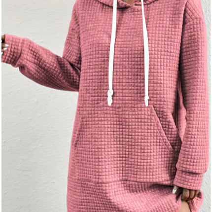 Fabric Drawstring Hoodie Female Casual Long Outerwear