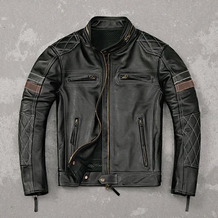 Tcyeek Genuine Leather Jacket Men Top Layer Cowhide Coats Spring Autumn Leather Coat Mens Moto & Biker Jackets Jaqueta Masculina