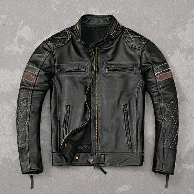 Tcyeek Genuine Leather Jacket Men Top Layer Cowhide Coats Spring Autumn Leather Coat Mens Moto & Biker Jackets Jaqueta Masculina