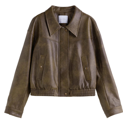 DUSHU Plus Size Women's Clothing [length Optional] Cool and Stylish Leather Jacket 2024 Autumn New Retro Short Casual Jacket
