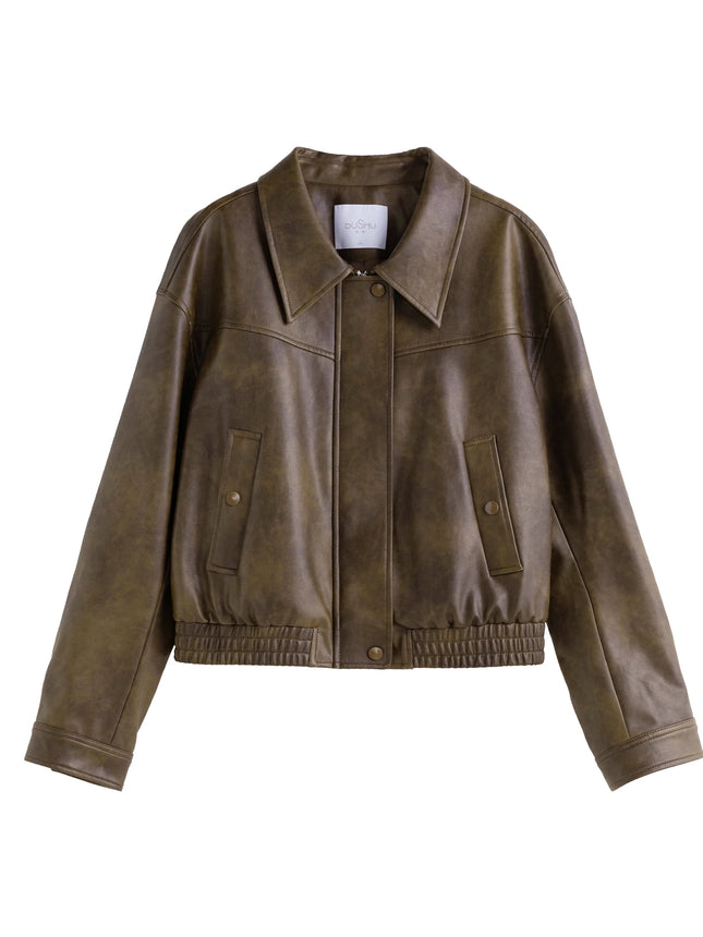 DUSHU Plus Size Women's Clothing [length Optional] Cool and Stylish Leather Jacket 2024 Autumn New Retro Short Casual Jacket