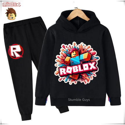 Roblox Kids Fashion Hoodie Set Anime Character Graphic Spring Autumn Boys Clothes Girls Casual Sweatshirt
