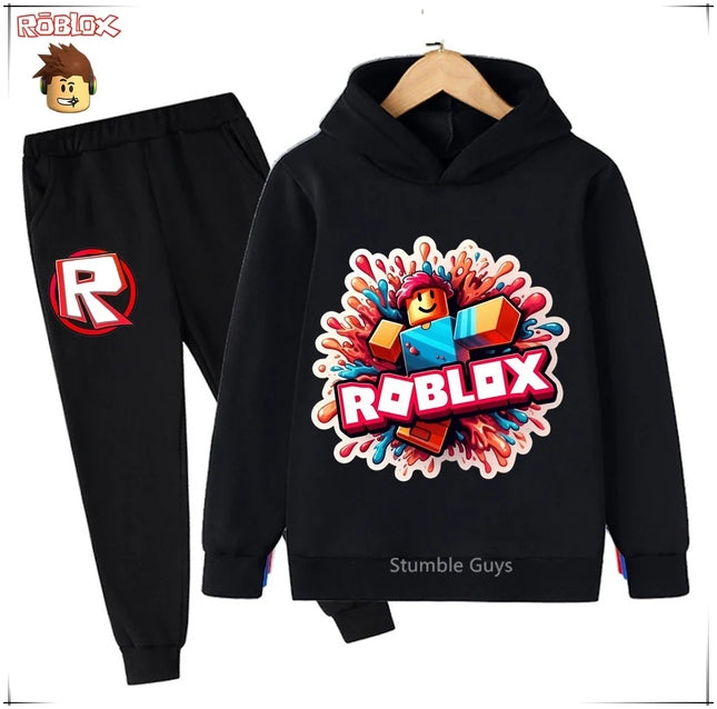 Roblox Kids Fashion Hoodie Set Anime Character Graphic Spring Autumn Boys Clothes Girls Casual Sweatshirt