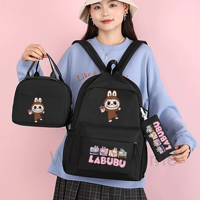 4Pcs/set Cute printed Backpack 750Ml Outdoor Sports Water Bottle Girl Boy Student Schoolbag Child Kid Large Capacity Bookbag