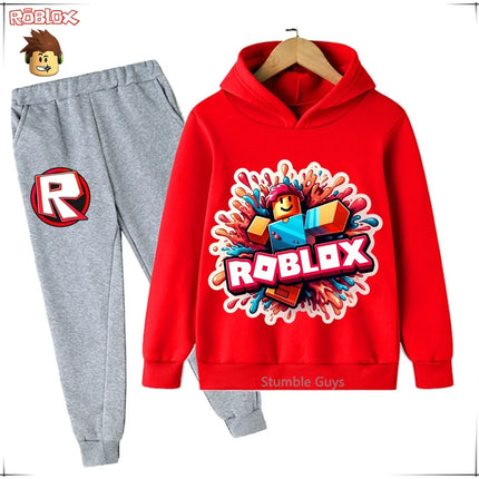 Roblox Kids Fashion Hoodie Set Anime Character Graphic Spring Autumn Boys Clothes Girls Casual Sweatshirt