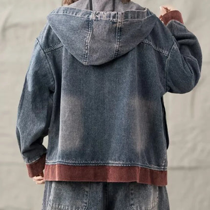 Max LuLu Brand Spring Womens Fashion Denim Corduroy Hooded Jackets 2025 Ladies Casual Vintage Embroidery Coats Classic Outerwear