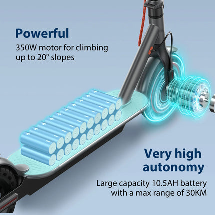JUICEASE Smart APP Electric Scooter 8.5" Solid Tire 350W 7.8/10.5AH Battery Foldable Electric Kick Scooter 15-35KM Max Range