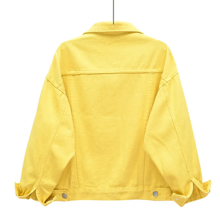 Pure Color Women's Denim Jacket Single-breasted Lapel Coat Fashion Casual Tops Green Black Red Blue Outerwear Female Overcoat