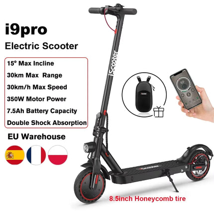 iScooter i9 Electric Scooter 350W Motor 36V7.5Ah 30km Range 8.5 inch Honeycomb Tire Electric kick Scooters With App ECO Display