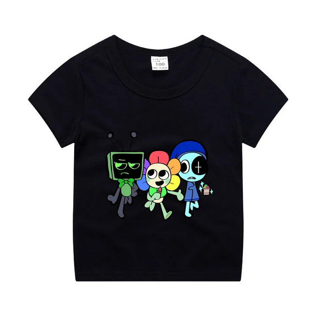 Game Dandy's World Kids Anime Cotton T-shirt Boy Girl Short Sleeve Top Children Cartoon Cute Tee Summer Casual Clothes Gift 2024