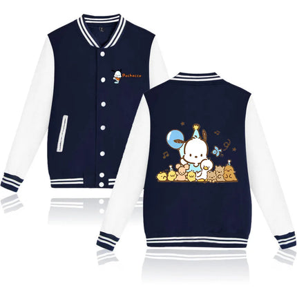 Pochacco Bomber Jacket Women Men Autumn Baseball Jacket Coat Cartoon Kid Streetwear Harajuku Bomber College Jacket