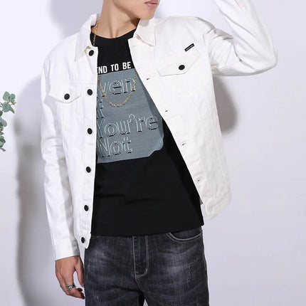 Men Cargo Casual Denim Jackets Slim Solid Color Outwear Coats For Male Size M-3XL