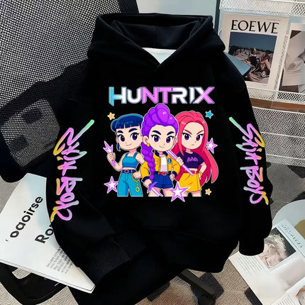 HUNTRIX SAJABOYS K-POP Group Boy Girl Pullovers Hoodie Outdoor Street Sports Casual Loose Children Long-sleeve Warm Sweatshirt