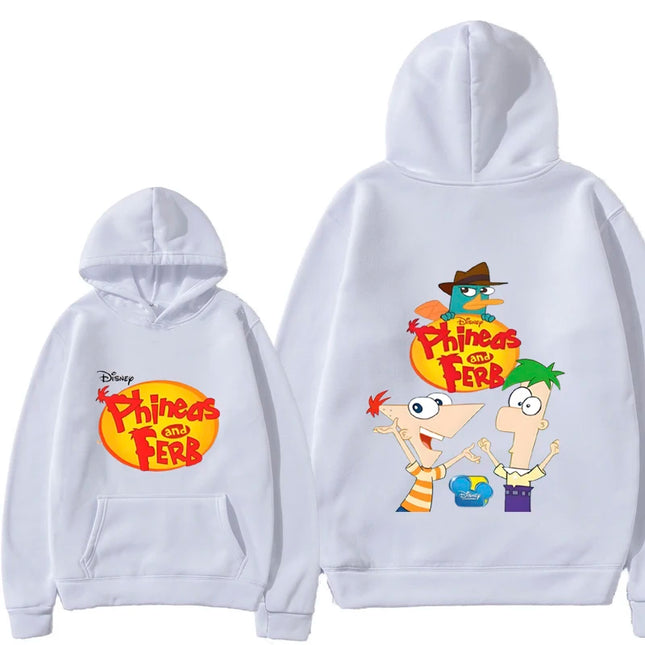 Phineas and FETRS KIds Pocket Hoodies For Boys and Girls Aged 2-12 Casual Harajuku Street Long Sleeved Printed Tops