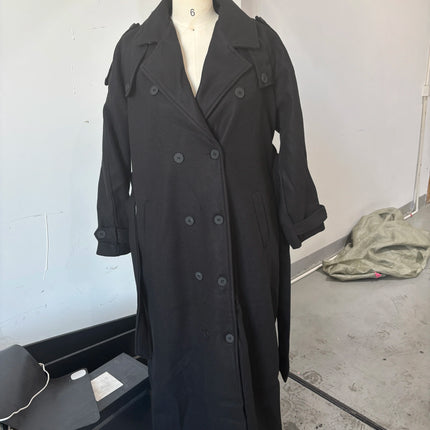 Elegant Shawl Collar Lace Up Long Woolen Coat Women Full Sleeve Belt Lapel Thick Overcoat 2025 Autumn Winter Lady Chic Outwear