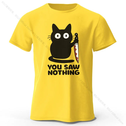 Women's Funny Cat Printed Basic Crew Neck 100% Cotton T-Shirt, Breathable Round Neck Short Sleeve Tee Unisex Fit for Men & Women