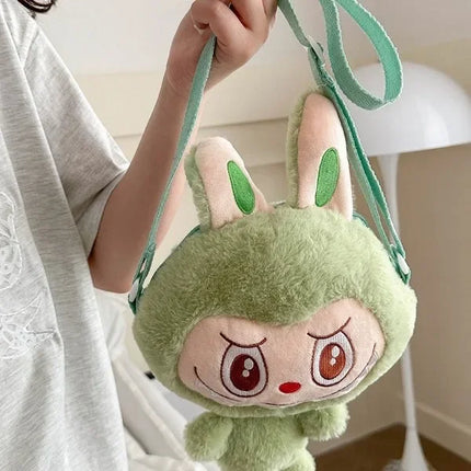 Cute Plush Crossbody Bag Cartoon Elf Surrounding Soft Polyester Single Shoulder Satchel Machine Catcher Bag Zipper Closure