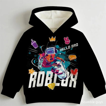Loose Fit 3D Roblox Hoodie Kids 3-14Y Spring Autumn Boys Clothes Girls Outfit