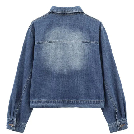 ZMEENNA 2025 Blue Denim Jacket For Women Long Sleeve Button Up Casual Top With Pockets Stylish Fashionable Trendy ZM699