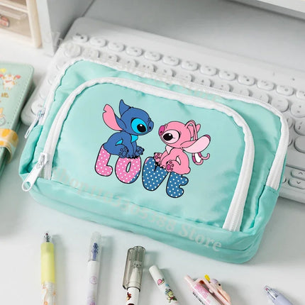 Disney Stitch High-capacity Pencil Bag for Students Anime Cartoon Fashion Pen Case Stationery Storage Pouch School Supplies Gift