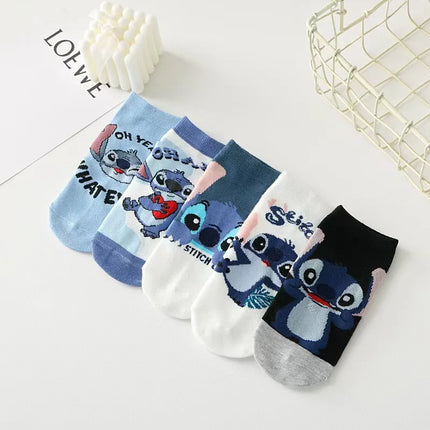 Disney Stitch Socks Boys Girls Anime Cartoon Stockings Spring Autumn Short Tube Students Sock Children Fashion Cute Hose Gifts