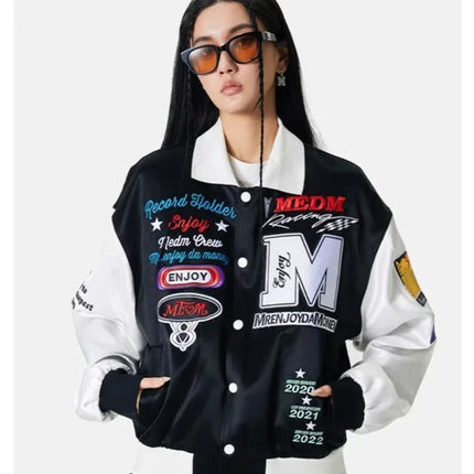 American High Street Jacket for Men Ins Style Embroidered Couple Baseball Uniform Retro Loose Coat Autumn and Winter Fashion New