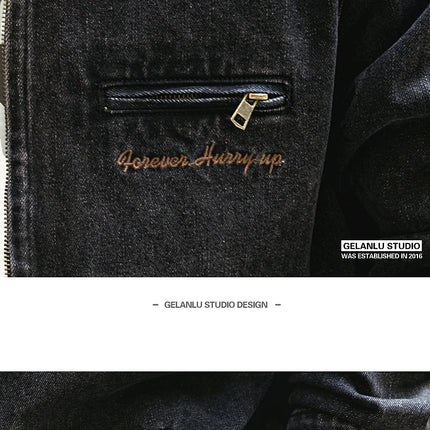 2024 Spring and autumn tide brand American vintage to do old denim coat men casual cargo jacket men
