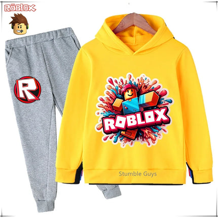 Roblox Kids Fashion Hoodie Set Anime Character Graphic Spring Autumn Boys Clothes Girls Casual Sweatshirt