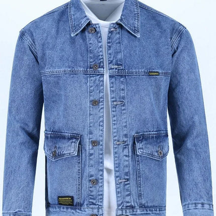 Male Jean Coats Blue Button Men's Denim Jacket Autumn Cheap Price Stylish New in Y2k One Piece of Fabric Low Cost Cowgirl Size L