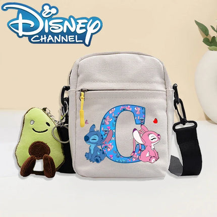 Disney Stitch Fashion Shoulder Bag for Women Men Anime Canvas Tote Bags Commuting Portable Zipper Handbag Crossbody Bag Gifts