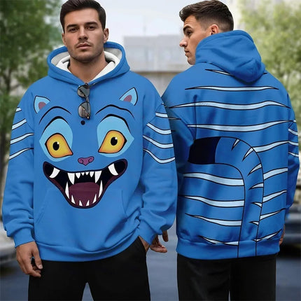 KPop Demon Hunters Saja Boys Huntrix Derpy Tiger Hoodie Pullover Character Graphic for Men's Women's Unisex Adults' Halloween