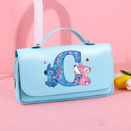 Disney Stitch High-capacity Pencil Case Students Letter A-Z Printed Pen Bags Boys Girls Stationery Storage Box School Supplies