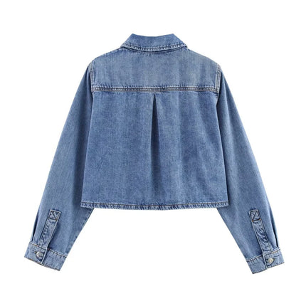 Spring Women's Suit Short Denim Shirt Jacket High Waist Department With Wide Leg Pants 2025 Casual Jacket Jeans 2-piece Set