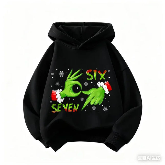 Unisex Cute Six Seven Hoodie, Crew Neck Hoodies for Boys and Girls, Children's Clothing, Funny Brainrot 67 Sweatshirts