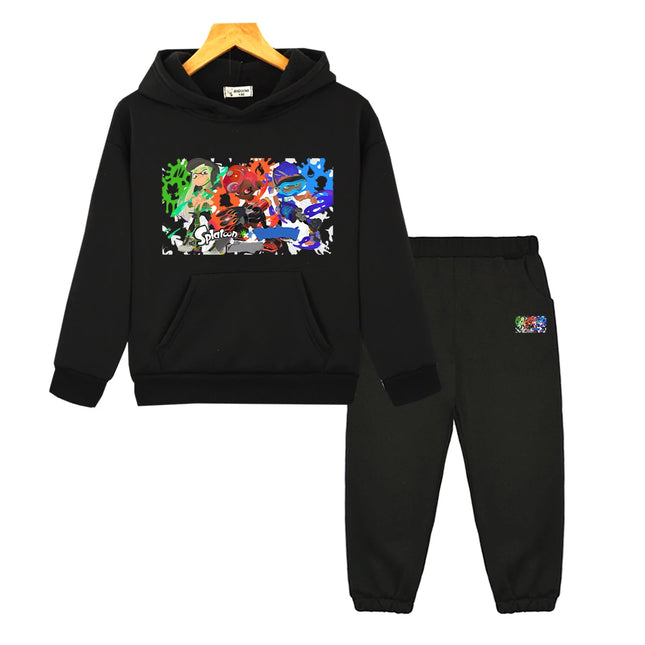 Splatoon anime hoodie Fleece sweatshirt Cartoon jacket  2pcs pullover+Pant boys girls Sports Hooded Sets kids boutique clothes