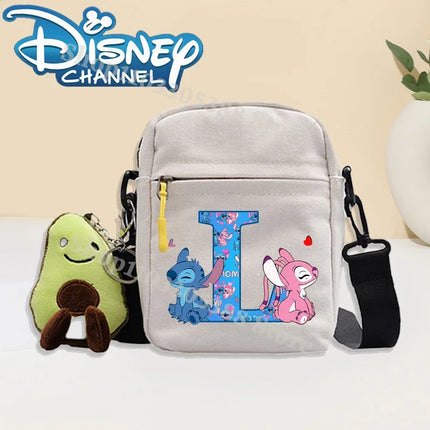Disney Stitch Fashion Shoulder Bag for Women Men Anime Canvas Tote Bags Commuting Portable Zipper Handbag Crossbody Bag Gifts