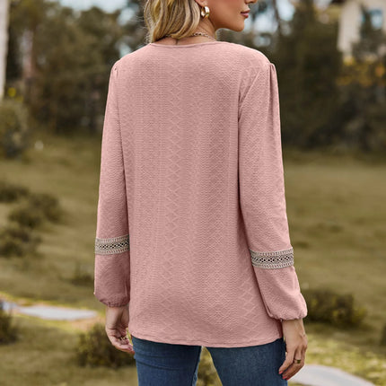 Damen Frühling Langarm Casual Tops Blusen