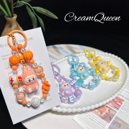 High-value Cute Cartoon Labub Doll Keychain Creative Exquisite Beaded Backpack Pendant Gift