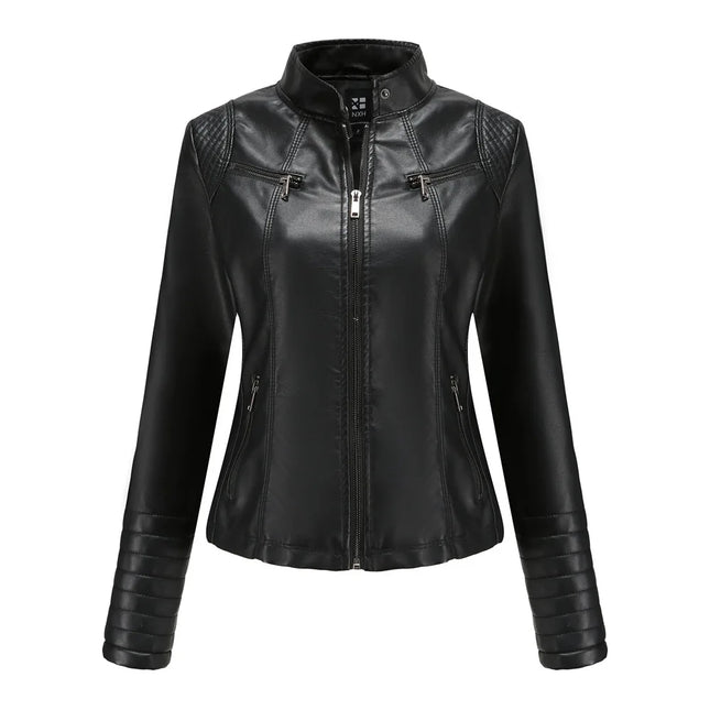 2025 Women's Leather Jacket Spring Autumn Thin Motorcycle Suit European Size Leather Jacket Short Fashion Women's Jacket