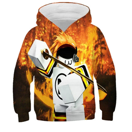 Loose Fit 3D Roblox Hoodie Kids 3-14Y Spring Autumn Boys Clothes Girls Outfit