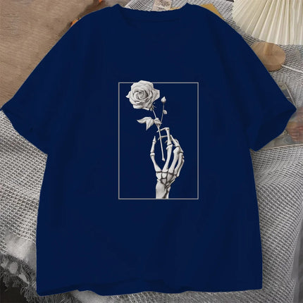 Halloween Thanksgiving Fall Autumn Clothing Clothes T rose Women Print T-shirts Female Top Fashion Graphic Tee Cotton Oversized