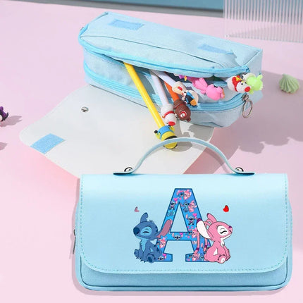 Disney Stitch High-capacity Pencil Case Students Letter A-Z Printed Pen Bags Boys Girls Stationery Storage Box School Supplies