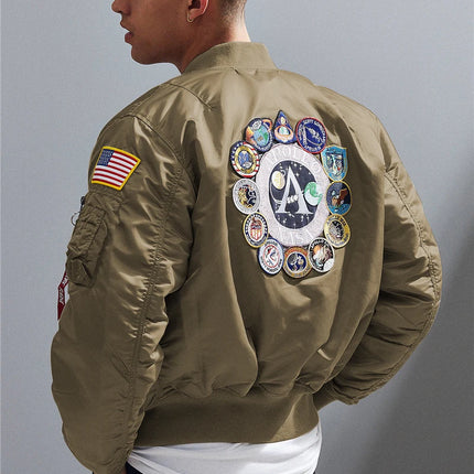 Winter bomber flight jacket vintage MA-1 APOLLO men coat streetwear warm varsity hip hop baseball letterman pilot us air force