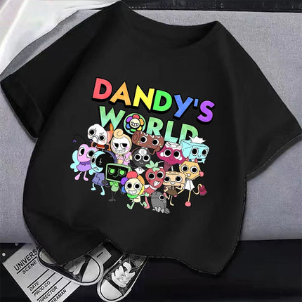 Game Dandy's World Kids Anime Cotton T-shirt Boy Girl Short Sleeve Top Children Cartoon Cute Tee Summer Casual Clothes Gift 2024