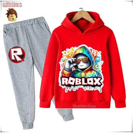 Spring Autumn Boys Clothes Girls Roblox Anime Hoodie Set 2-Piece Kids Fashion Casual Sweatshirt
