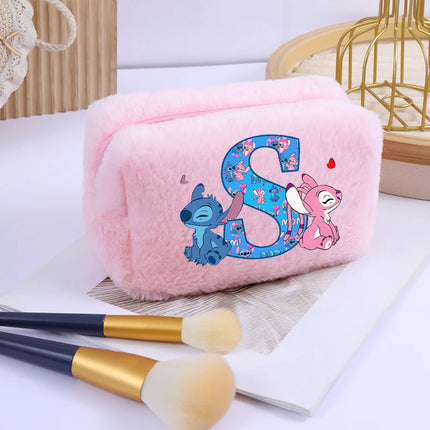 Disney Stitch Plush Cosmetic Bag for Women Anime Cartoon Fashion Makeup Pouch Girls Cosmetics Storage Bags Washing Handbag Gifts