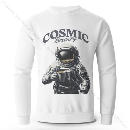 Men's Cosmic Brewery Printed Pure Cotton Sweatshirts Oversized Classic Graphic Pullovers for Men Women Tops